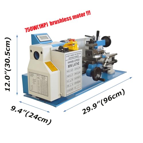 Mini Metal Lathe 750W Benchtop Precision Horizontal Lathe 0-2500rpm Variable Speed 7"*14" 110V W24368