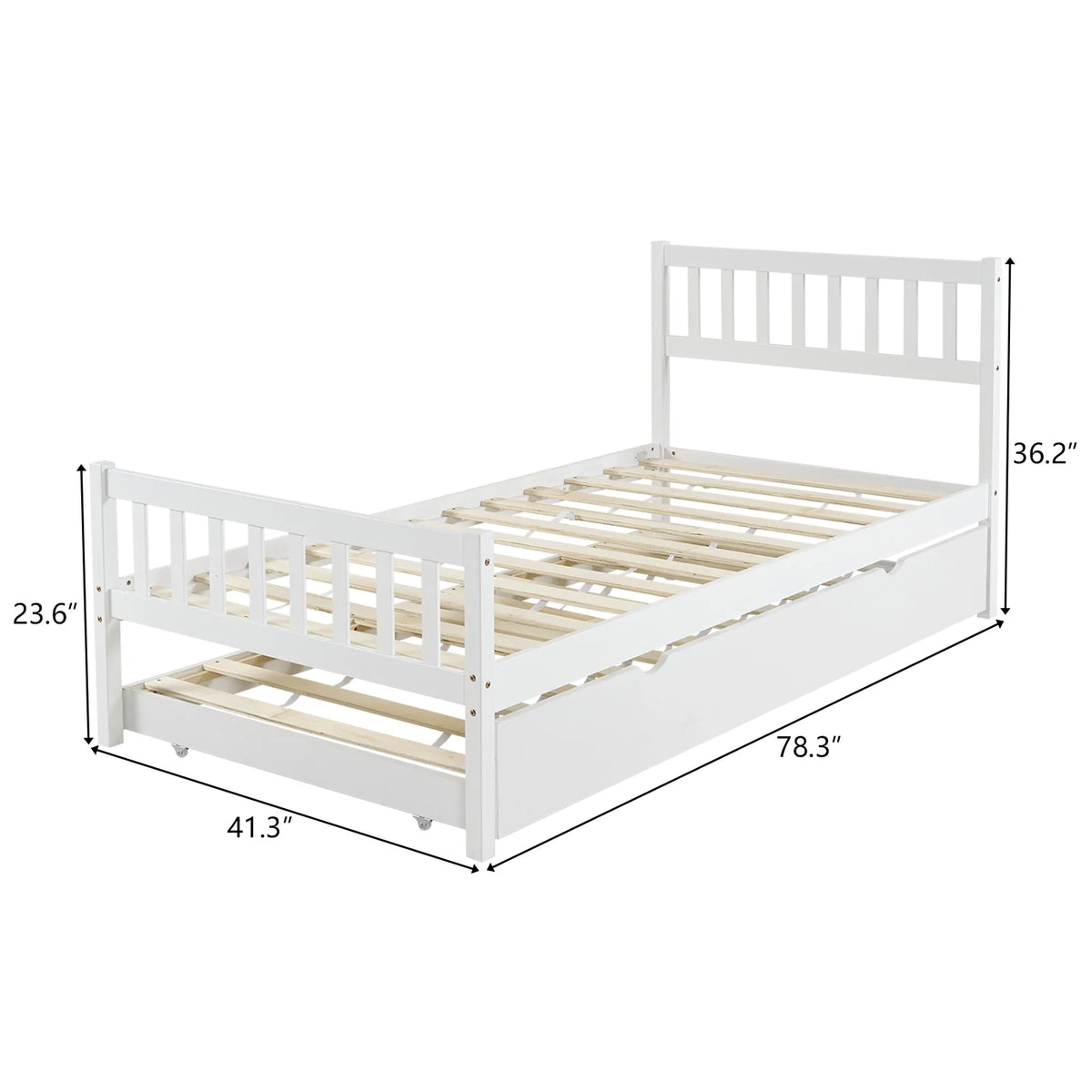 White Twin Bed with Trundle M9979