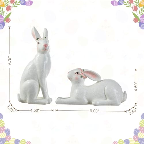 9.25”H Resin Bunny Figurines with Base A366