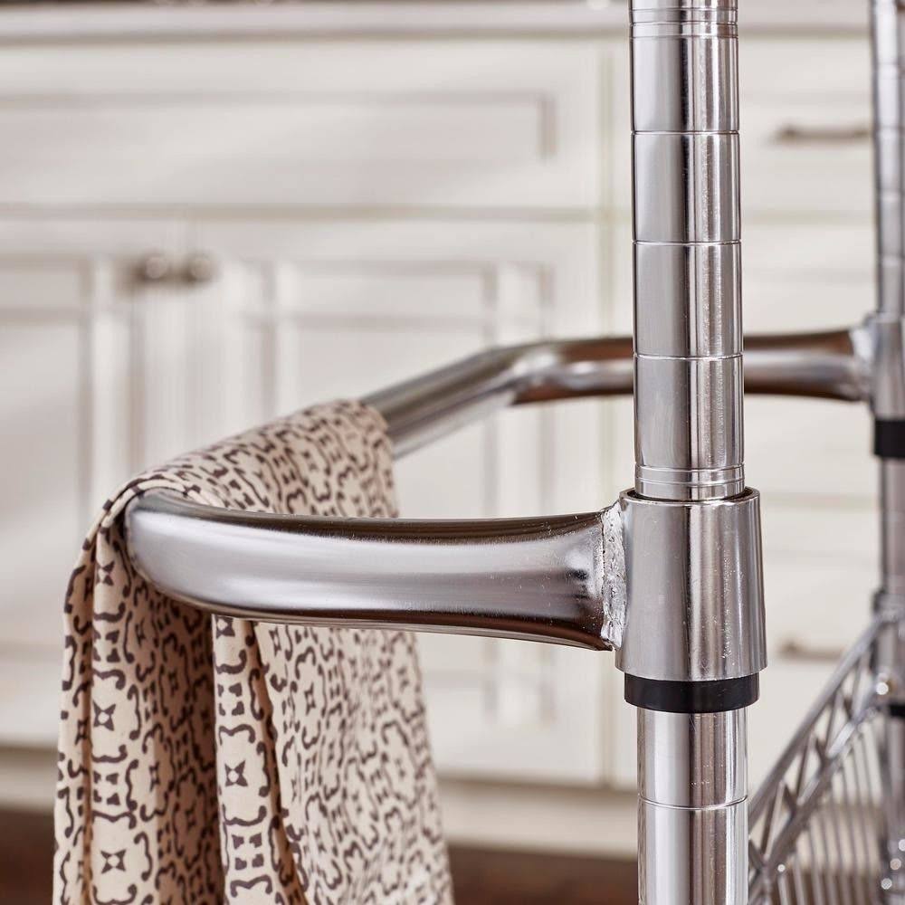Chrome Kitchen Cart with Rubber Wood Top N54896