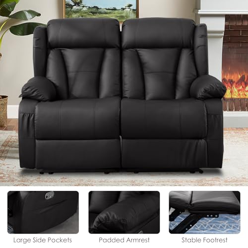Brown RV Loveseat Recliner Sofa with Side Pockets R727