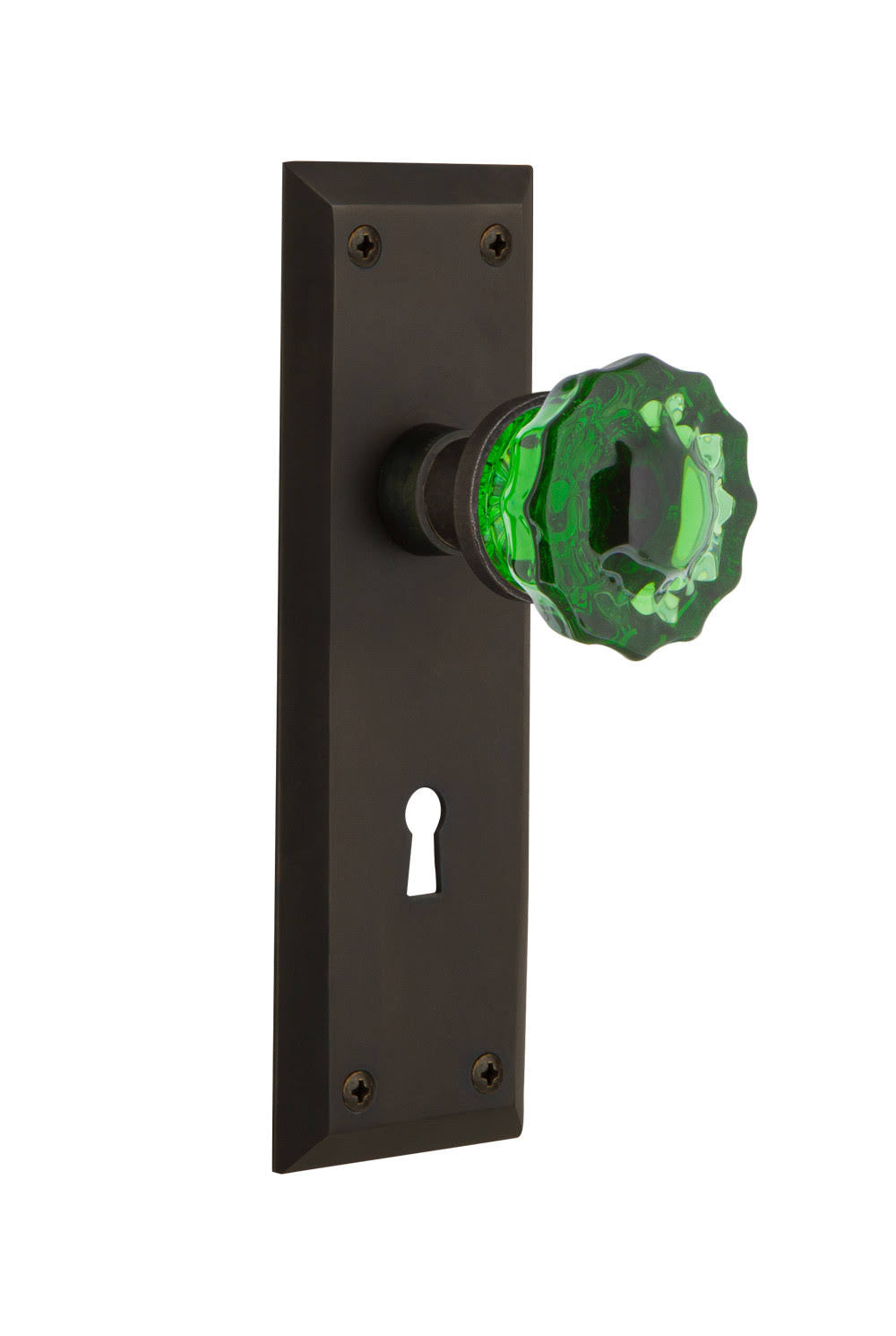 Oil-Rubbed Bronze Crystal Emerald Glass Door Knob P6400