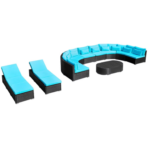 13 Piece Poly Rattan Outdoor Sofa Set with Coffee Table Y2119