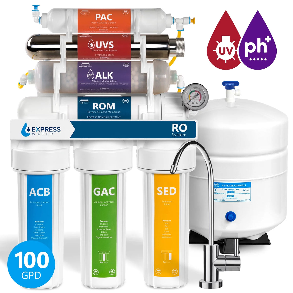 11 Stage UV Alkaline Reverse Osmosis Water Filtration System G164330