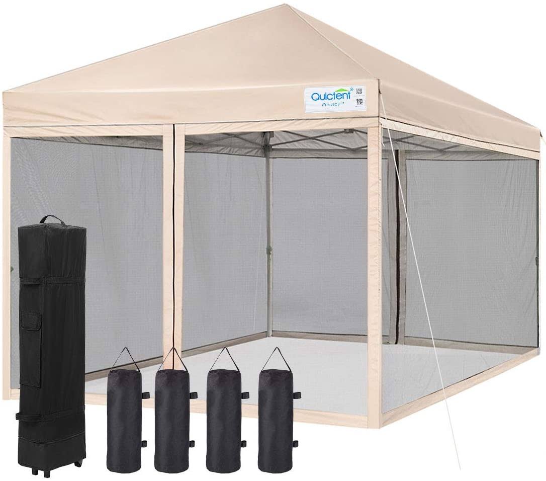 Tan Pop Up Canopy with Netting B360