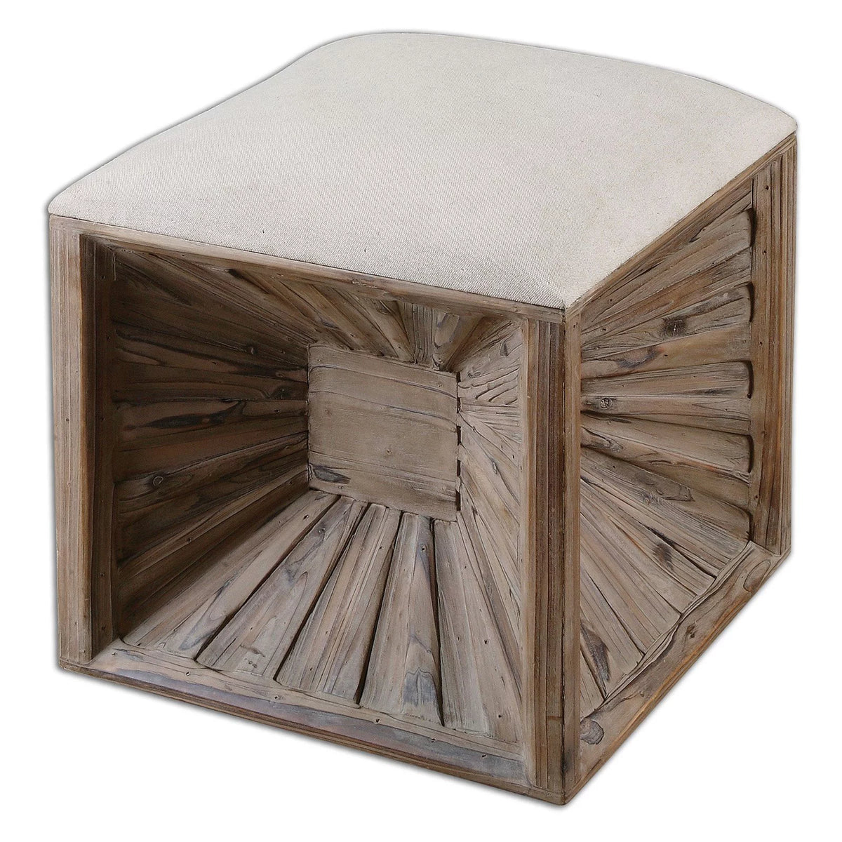 Modern Farmhouse Wooden Ottoman Q125