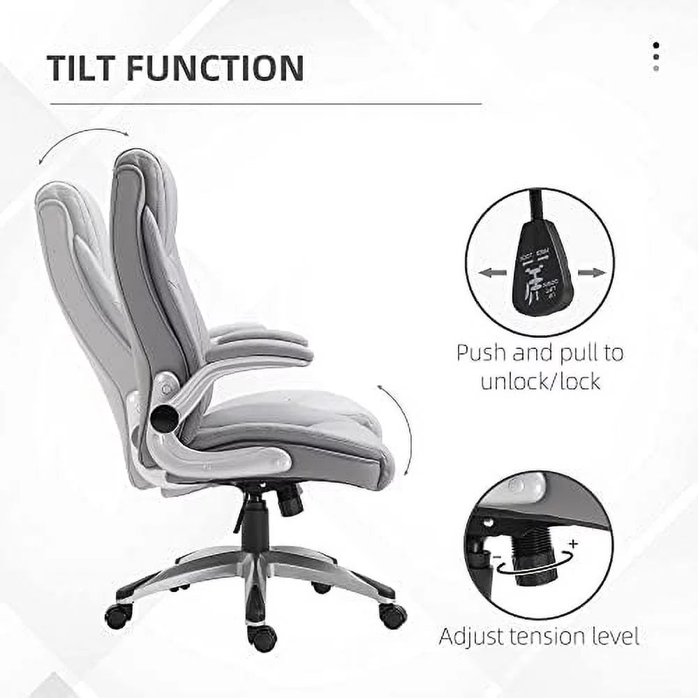 Grey Faux Leather Ergonomic Home Office Chair G597