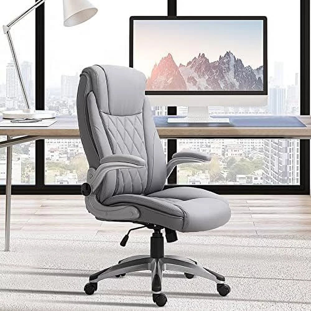 Grey Faux Leather Ergonomic Home Office Chair G597
