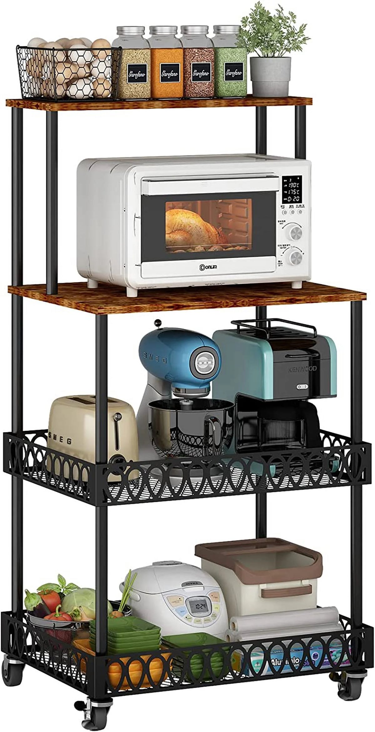 4 Tier Kitchen Baker's Rack Storage Shelf Black I705