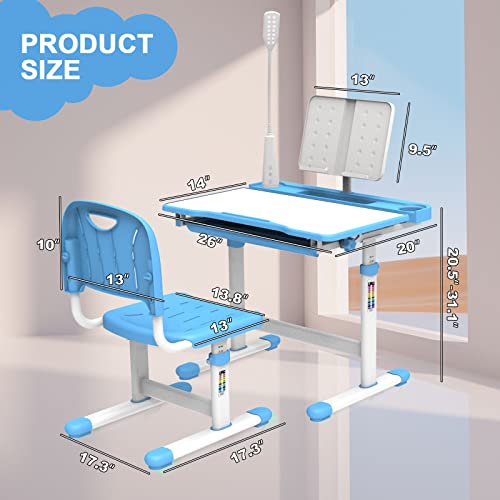 Green Height-Adjustable Kids Desk and Chair Set E24944