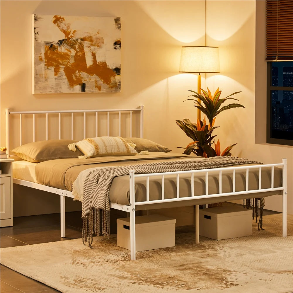 Queen Metal Bed Frame with Spindle Headboard and Footboard D708447