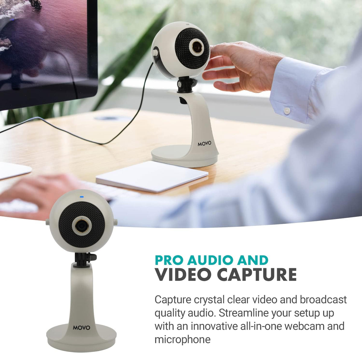 Pearl White 1080p HD Webcam and Condenser Microphone B8430