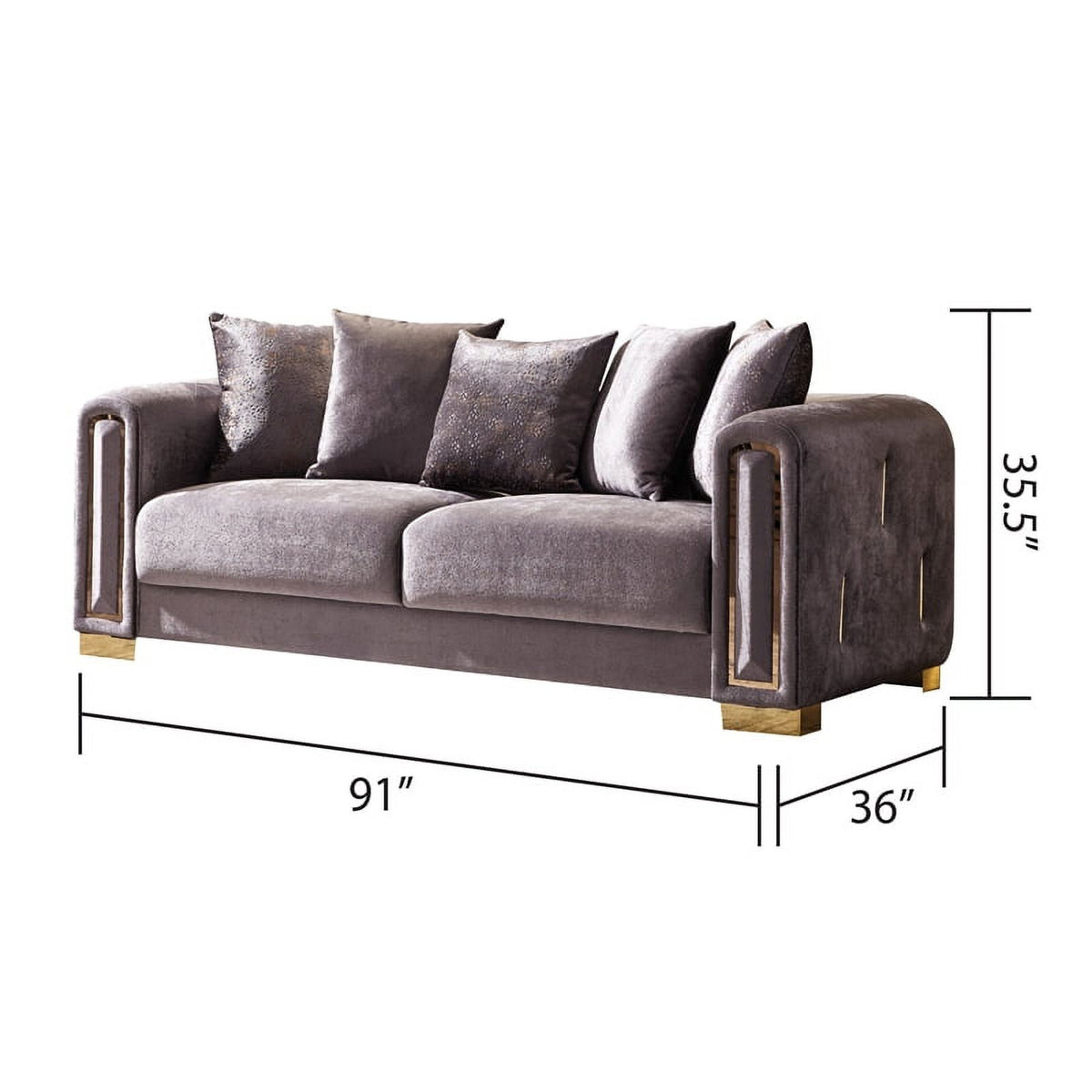 3PC Gray Velvet Living Room Set L9405
