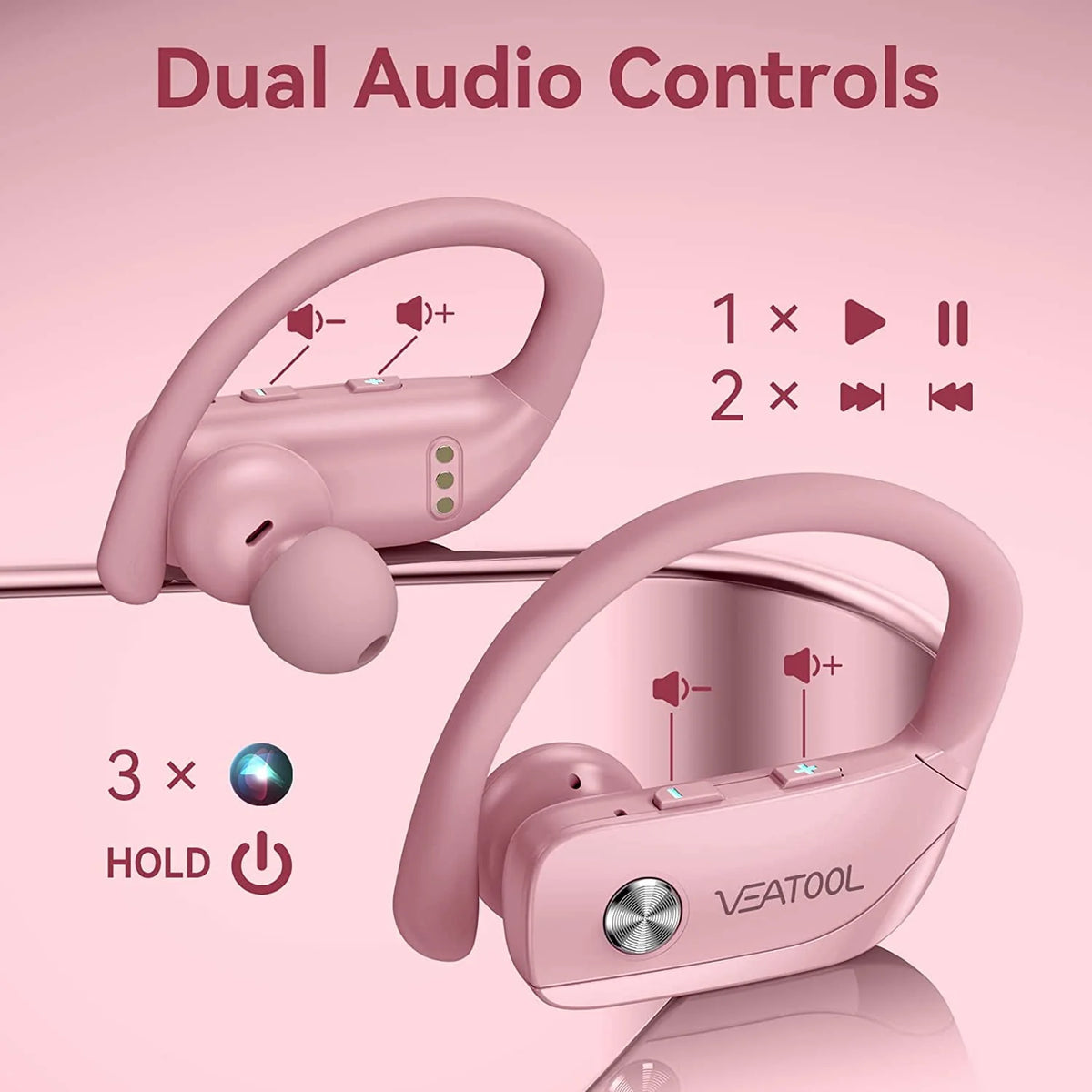 Wireless Bluetooth Earbuds with Earhooks Built-in Mic V72756