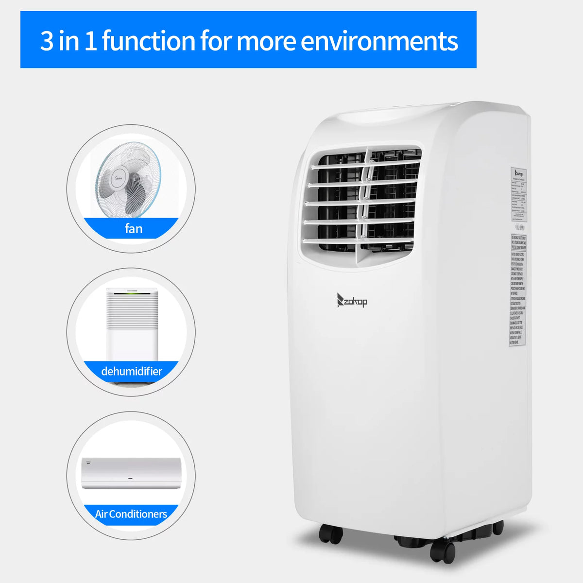 Portable Electric Air Conditioner with Cooler, Dehumidifier, Fan B876663