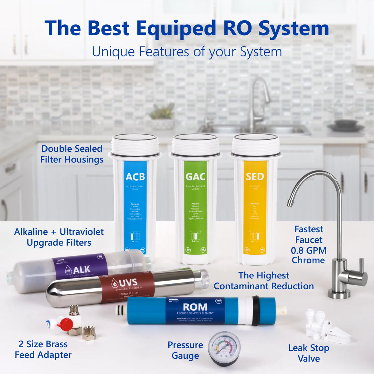 11 Stage UV Alkaline Reverse Osmosis Water Filtration System G164330