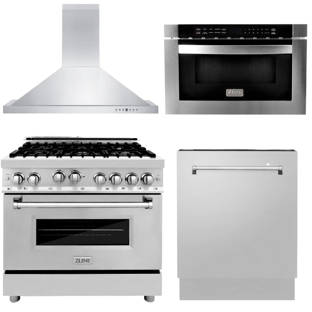 36 in. Gas Range, Range Hood, Microwave Drawer, Dishwasher R844488