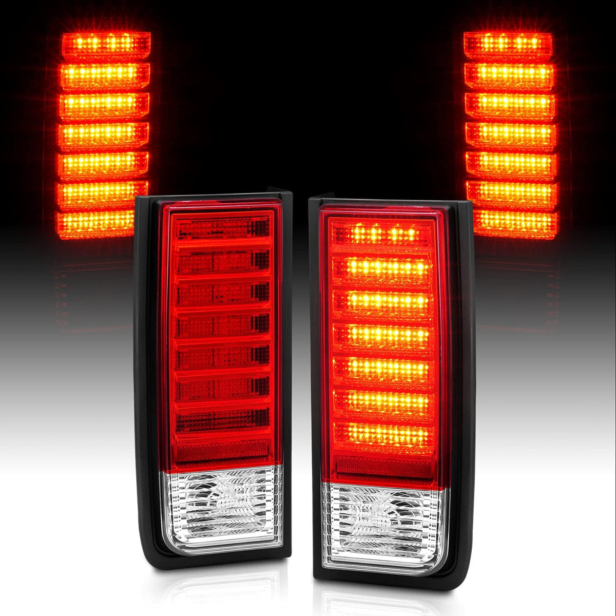 Red/Clear LED Brake Turn Signal Tail Lights Set for Hummer H2 L4003
