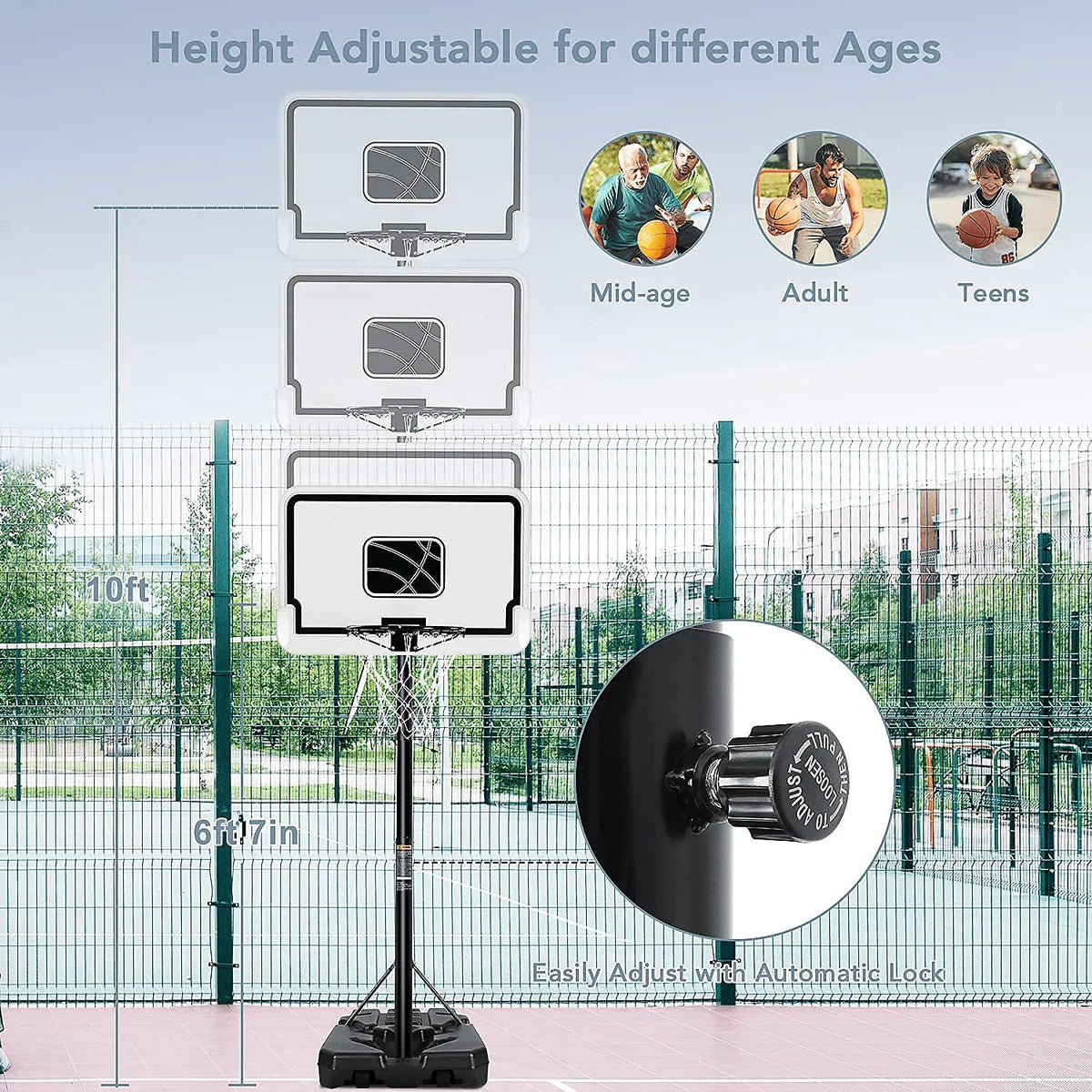 Portable Adjustable Height Basketball Hoop with Backboard H94136