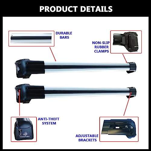 Silver Lockable Roof Rack Crossbars D64903