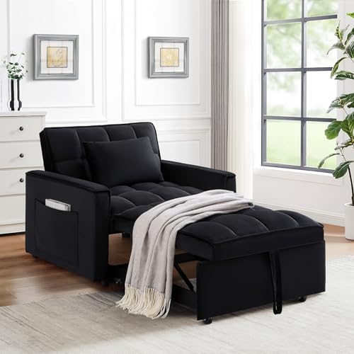 Grey Velvet Convertible Sleeper Sofa Bed D93790