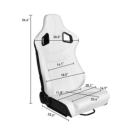 Pair of Bucket Seats with Dual Lock Sliders, PVC Leather (White) Q811144