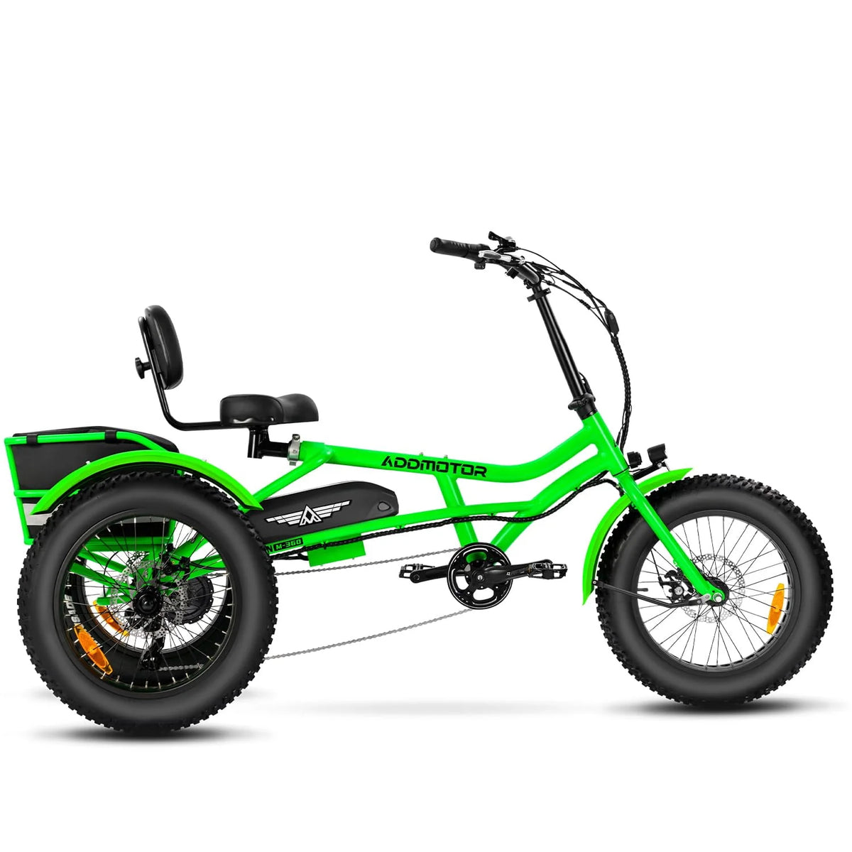 Semi-Recumbent Electric Trike, 85MI, Fat Tire 3 Wheel Electric Bike, 750W 48V 20Ah Electric Tricycle, Green B743960