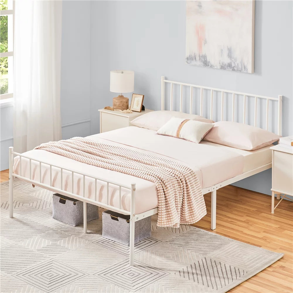 Queen Metal Bed Frame with Spindle Headboard and Footboard D708447