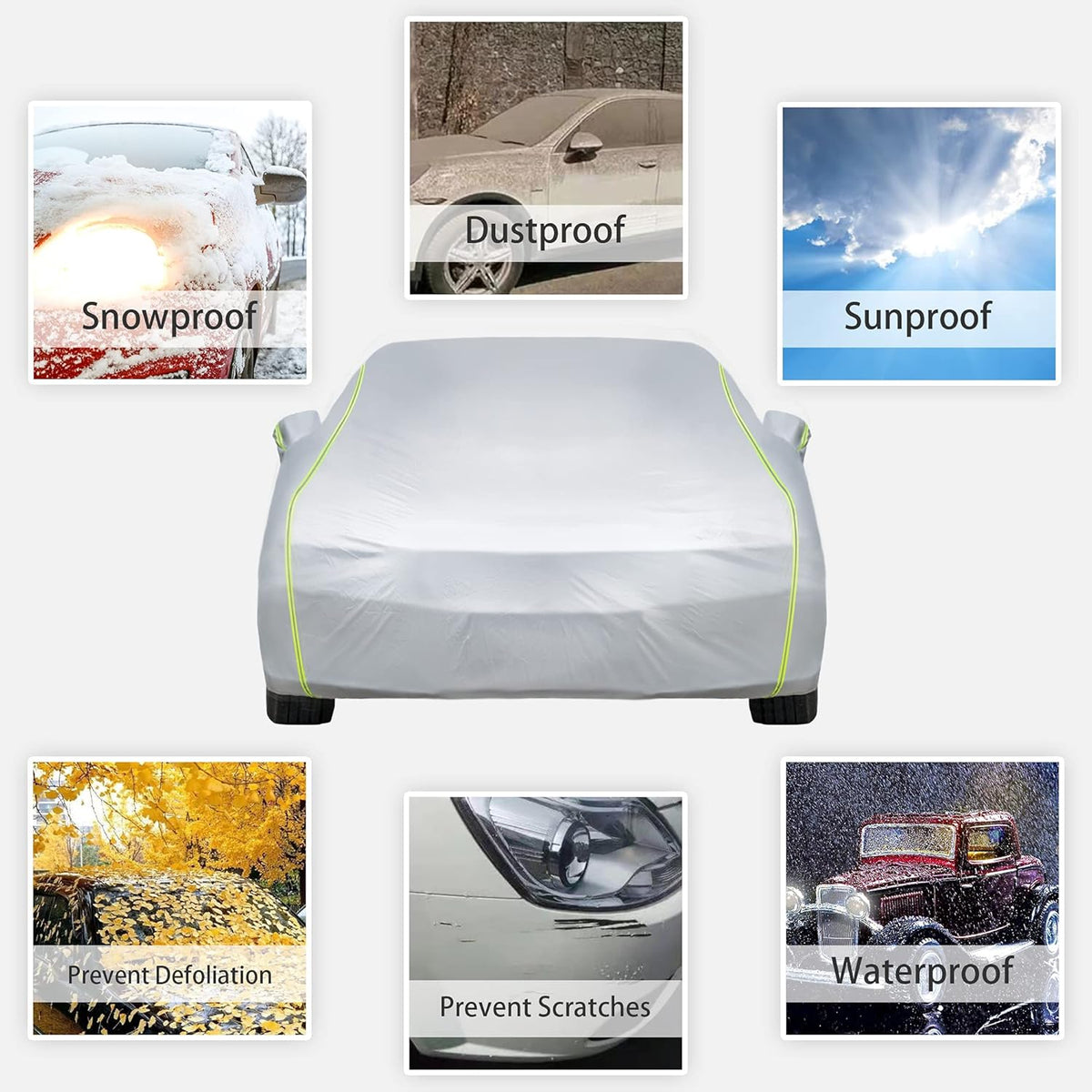 Waterproof All Weather Full Exterior Car Cover with Zipper U166555