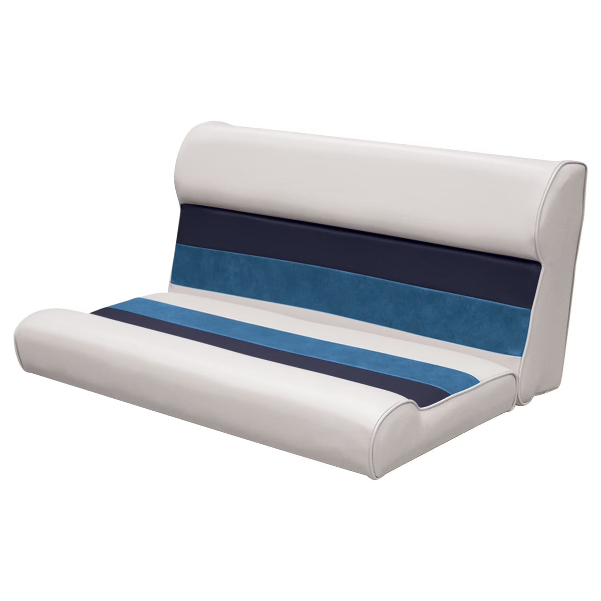 White/Navy/Blue Pontoon Bench Seat and Backrest Cushion Set N634158