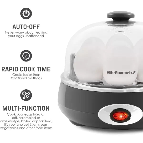Charcoal Grey 7 Egg Capacity Electric Egg Cooker P712650