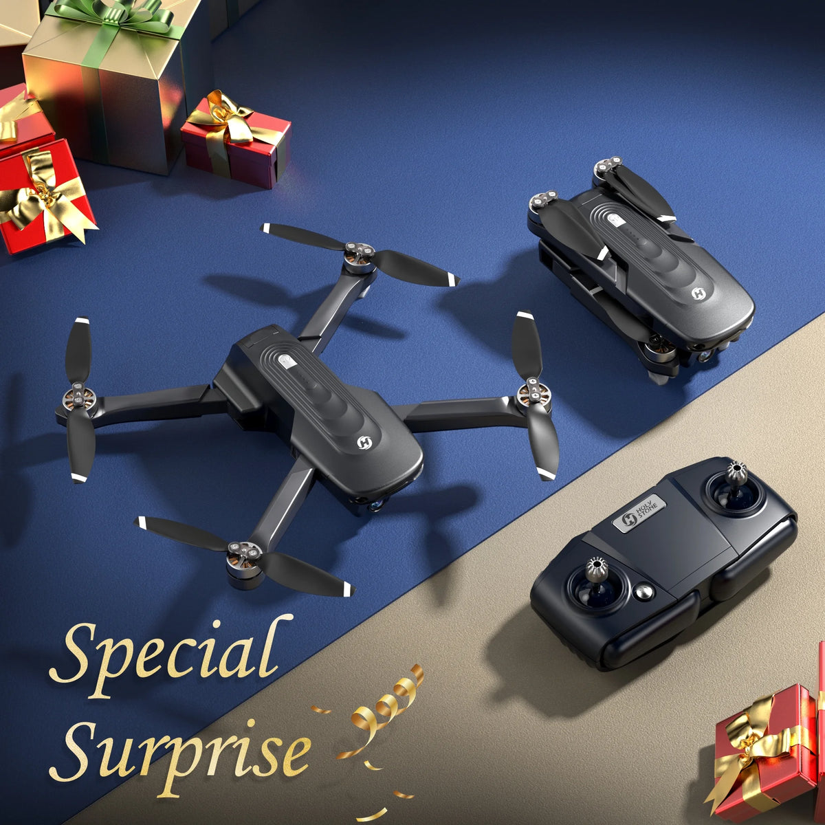 4K Camera Foldable GPS Drone with 2 Batteries, Black C454906
