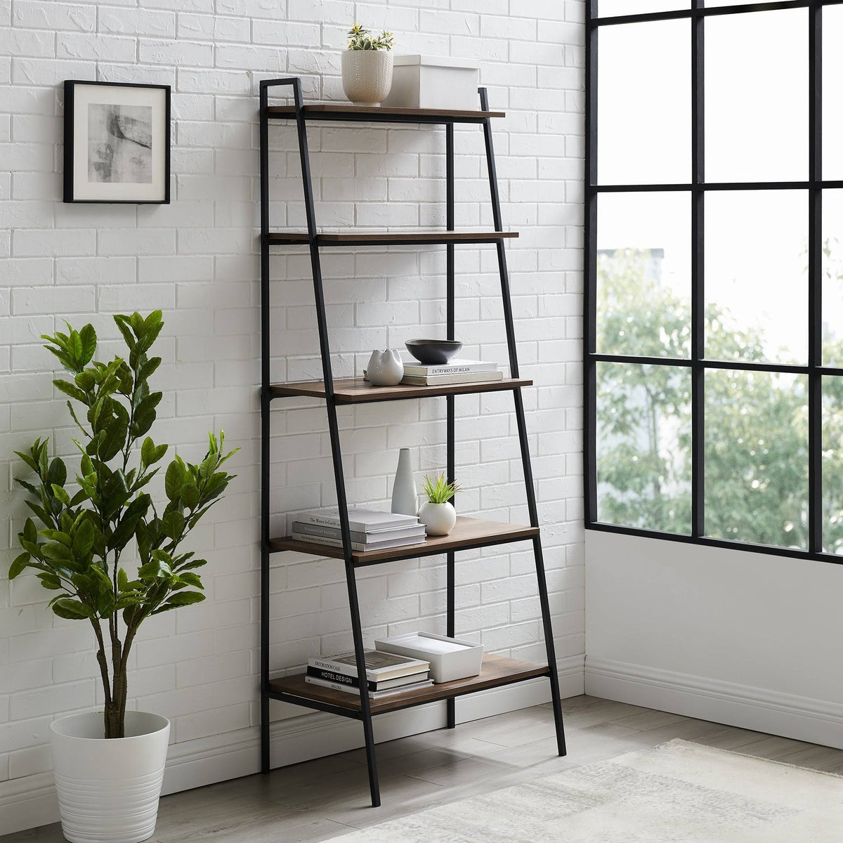 Mocha 5-Shelf Open Bookshelf T1779