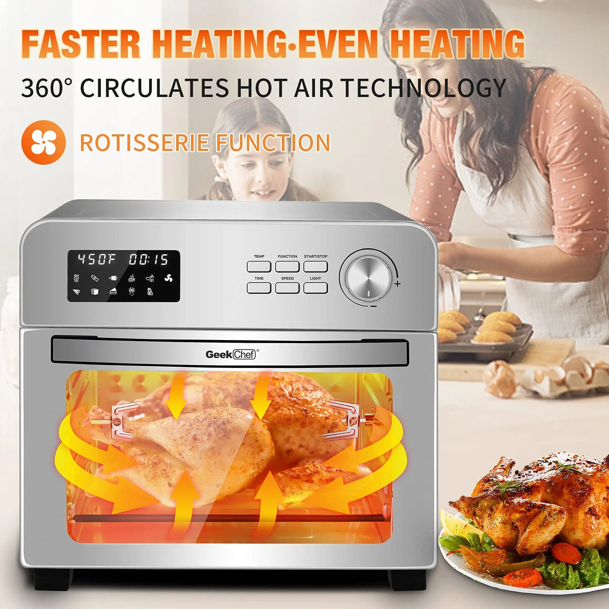 Stainless Steel 24QT 6 Slice Convection Toaster Oven Q10099