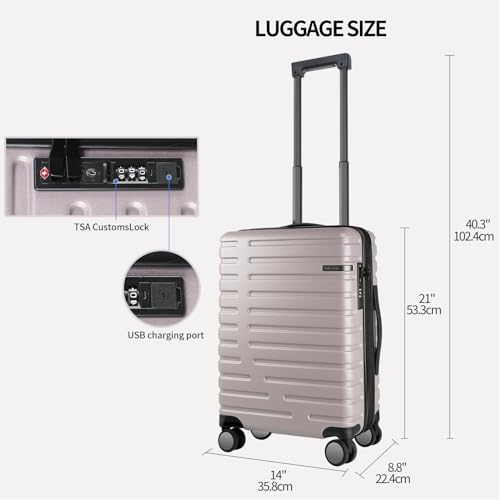 Light Purple 20-Inch Hardside Expandable Carry On Luggage W16710