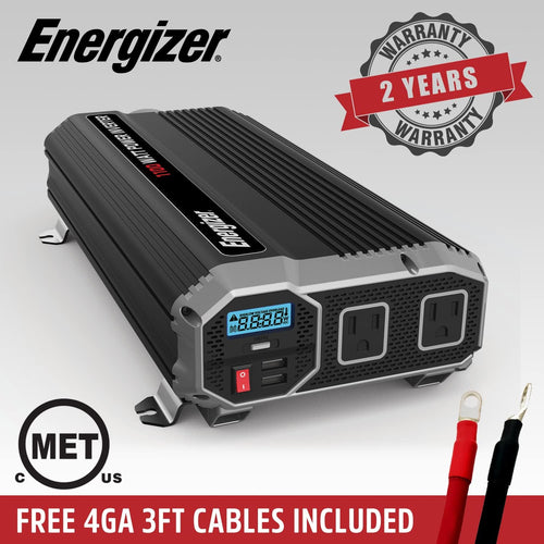 1100 Watts Power Inverter, 12V to 110 Volts, Two AC Outlets, Two USB Ports, Pack of 2 L7957