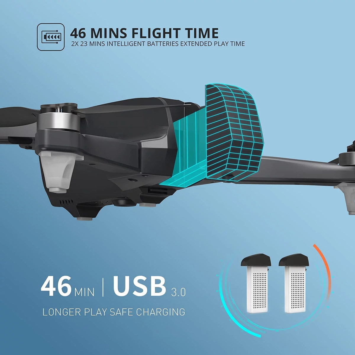4K Camera Foldable GPS Drone with 2 Batteries, Black C454906