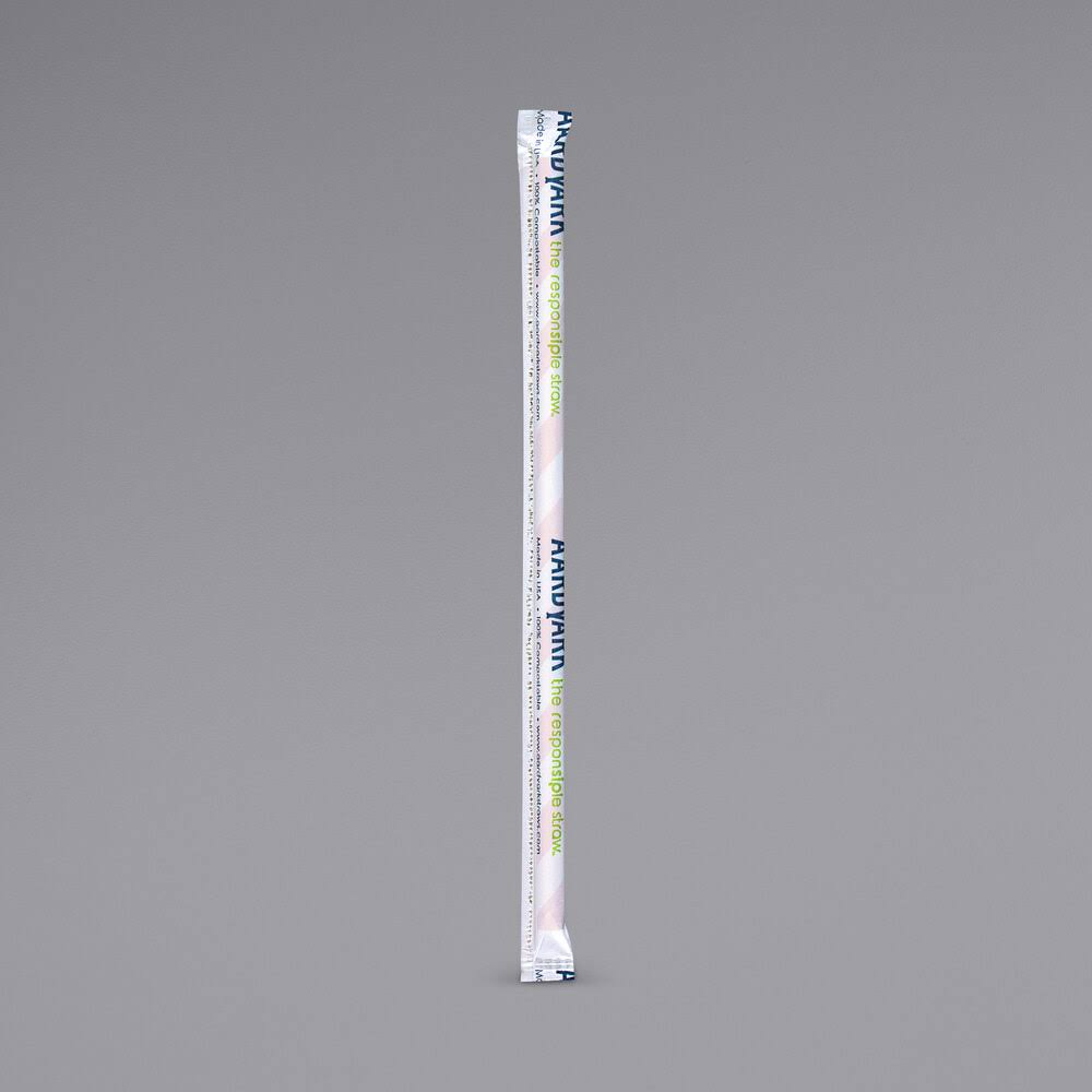 7 3/4x22 Jumbo Red / White Striped Paper Straw Q691