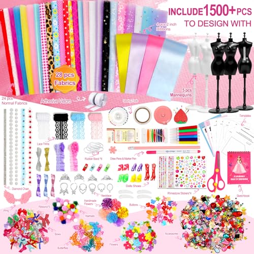 1500+PCS Fashion Designer Kit with Sketchbook & 5 Mannequins S50676