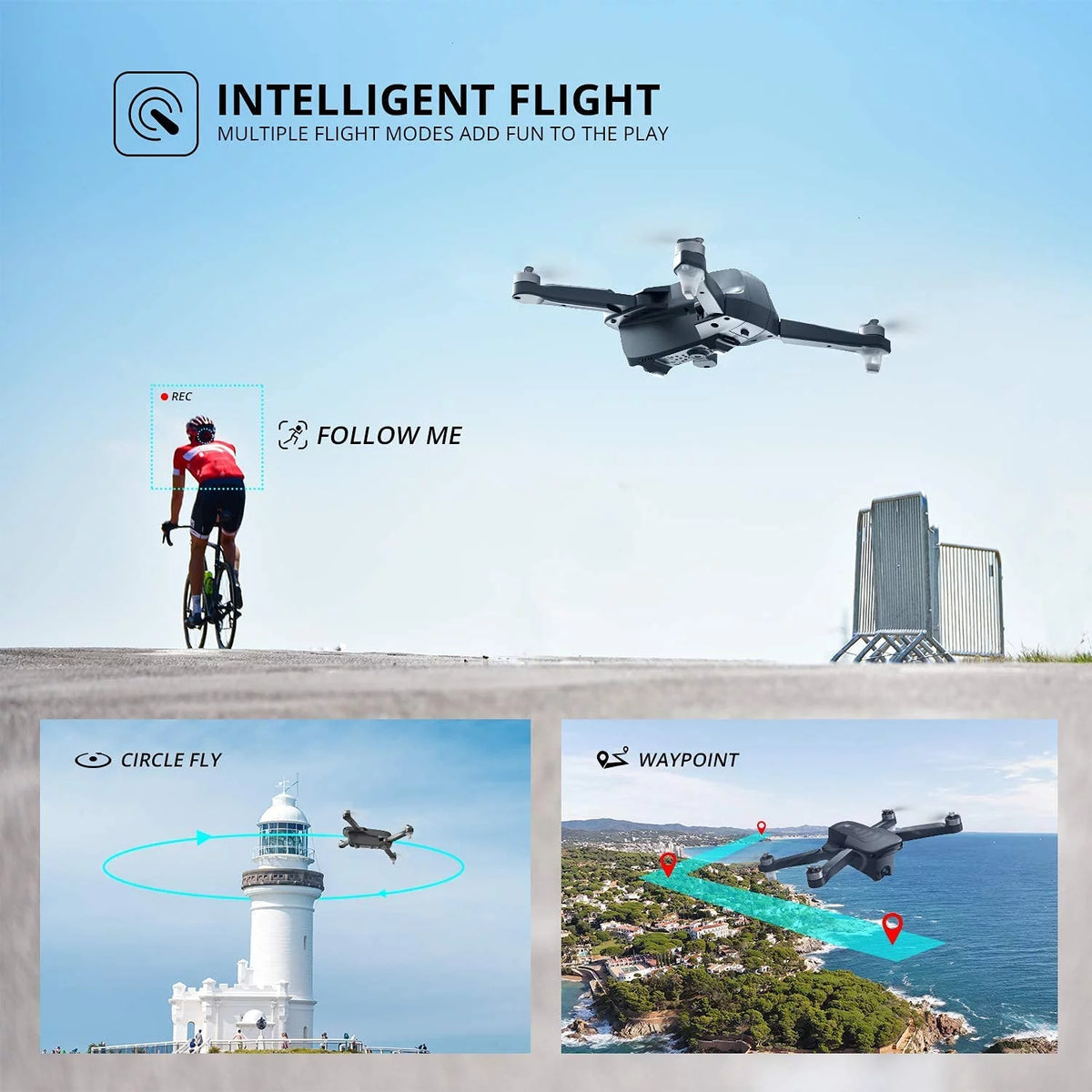 4K Camera Foldable GPS Drone with 2 Batteries, Black C454906