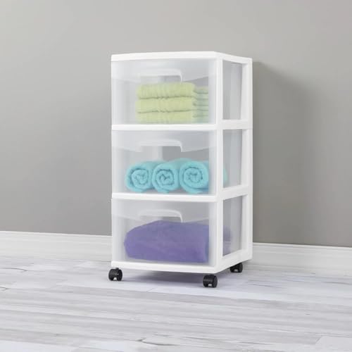 Plastic Storage Drawer Cart with 3 Drawers, White H182