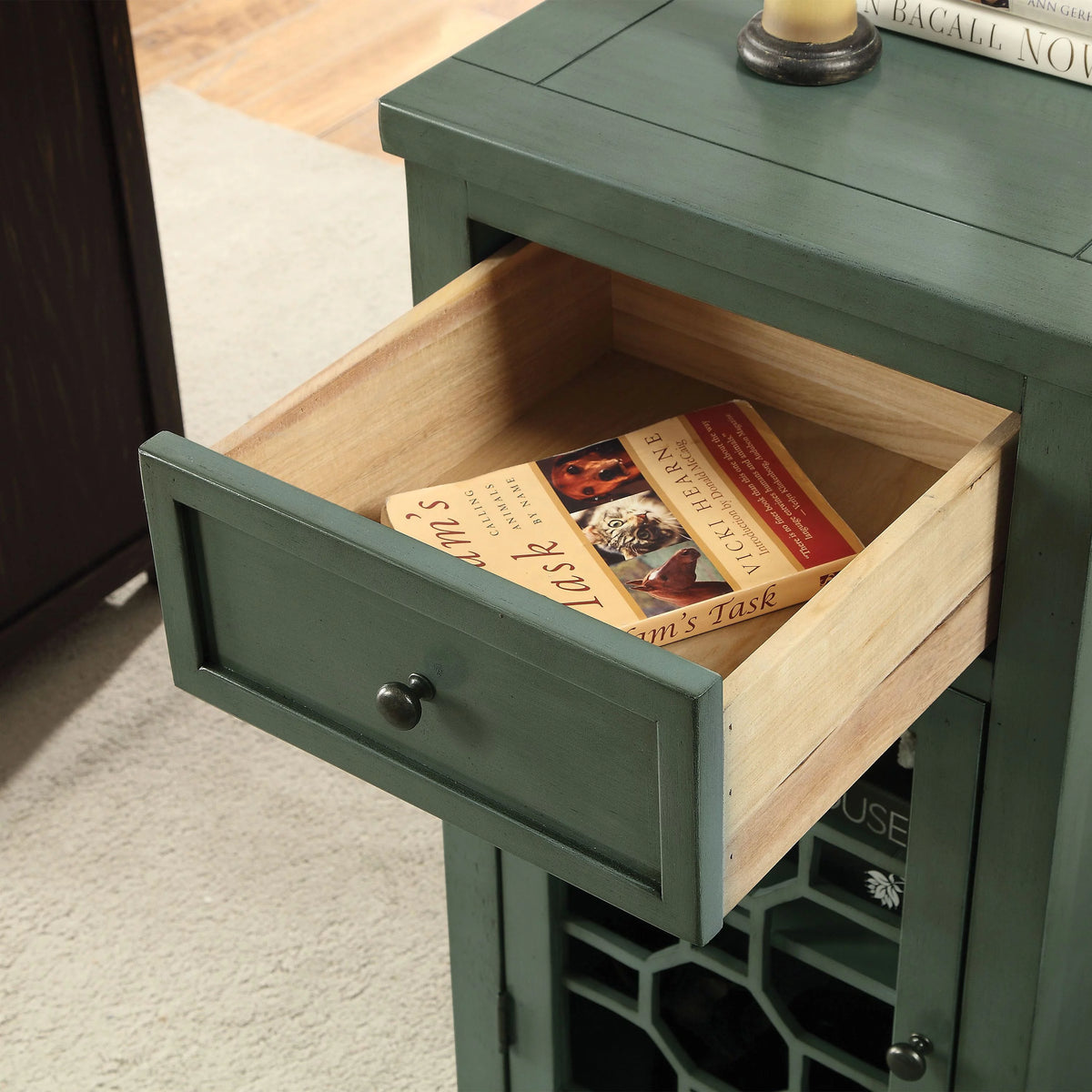 Antique Teal 1-Drawer Side Table G916