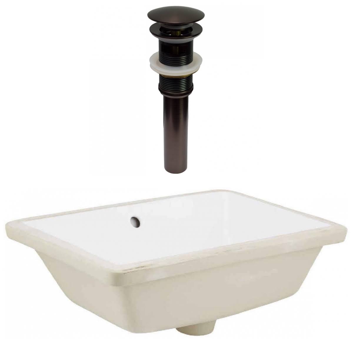 18 in. Rectangle Undermount Sink Set in White I44278
