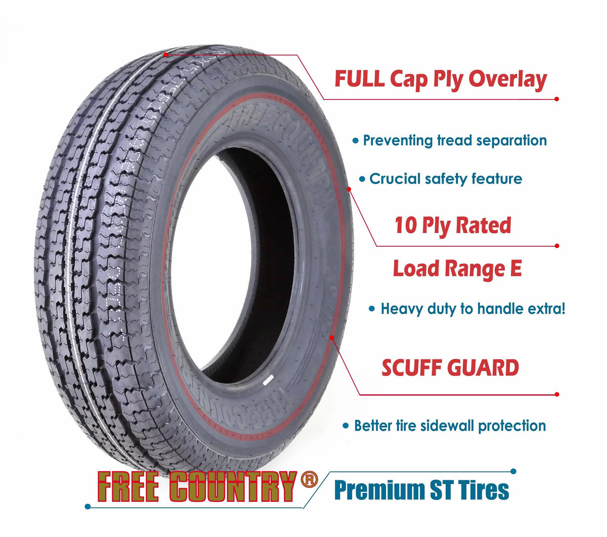 Trailer Tire ST205/75R14 8PR Load Range D Steel Belted Set 1 Y827416