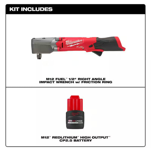 12V Brushless Cordless 1/2 in. Right Angle Impact Wrench with 2.5 Ah Battery J580553