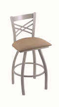 Anodized Nickel Swivel Stool with Thatch Seat X1845