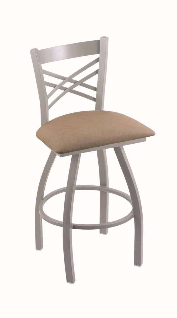 Anodized Nickel Swivel Stool with Thatch Seat X1845