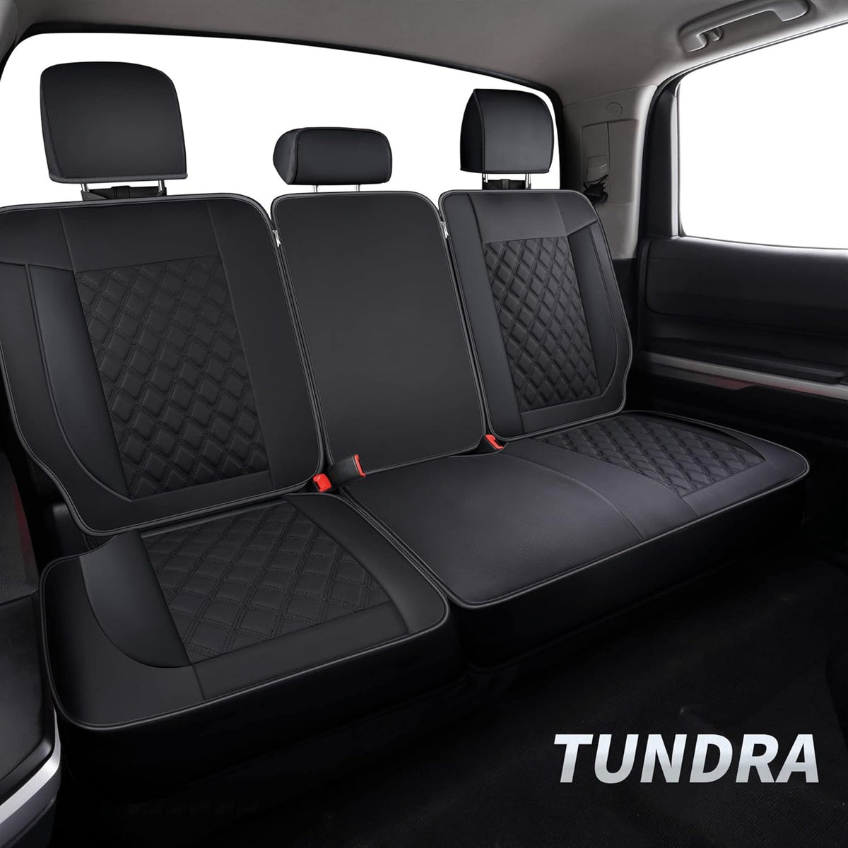 Black Faux Leather Waterproof Full Set Seat Covers with Center Console Cover N168