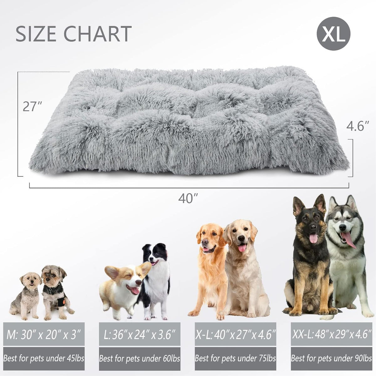 Large Plush Washable Dog Bed with Anti-Slip Bottom A619184