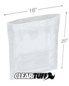 Clear Poly Bags 16 x 20 in. 0.002 Gauge Case of 1000 J683476